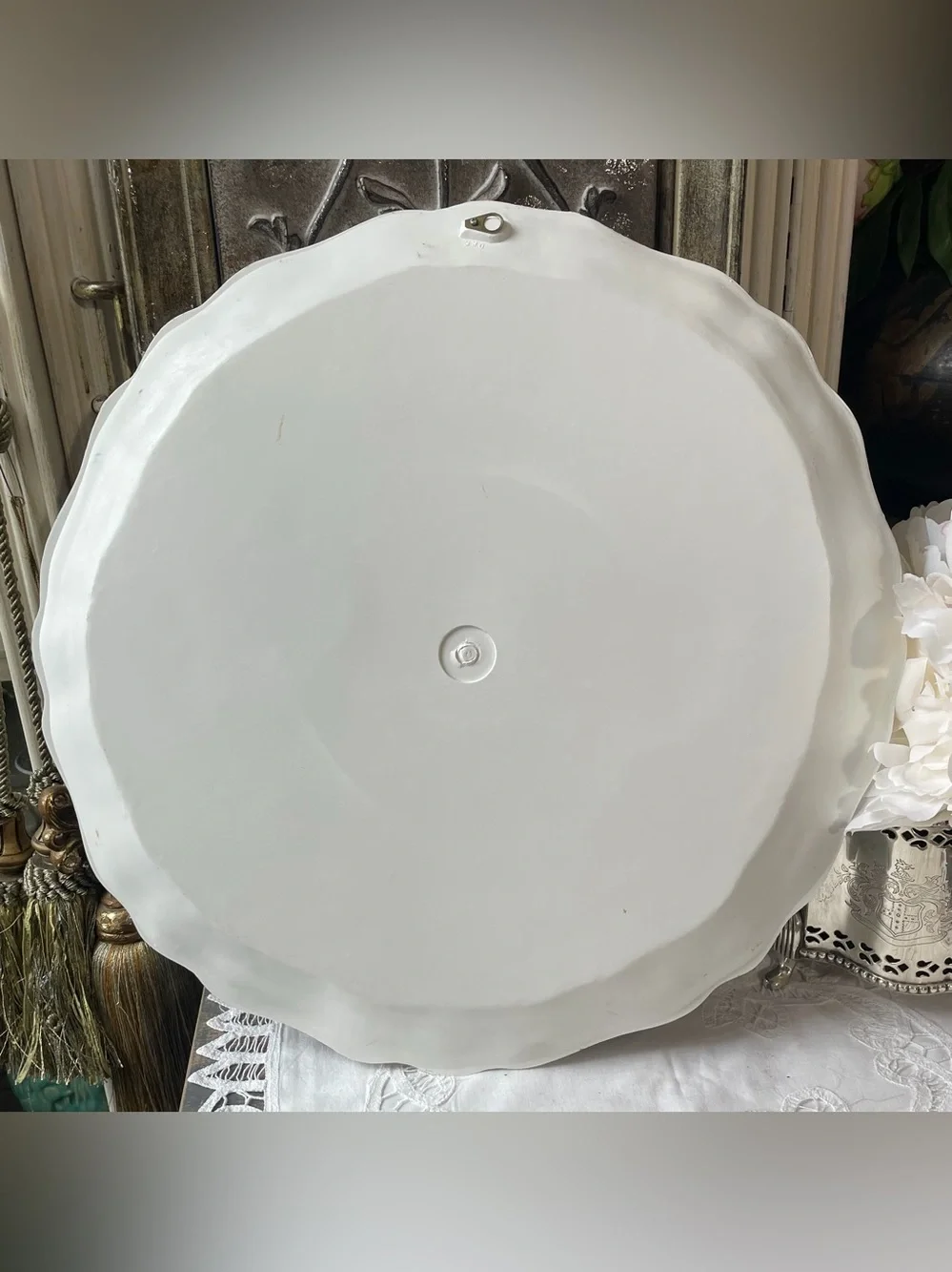 Florentine style tray white gold round serving tray